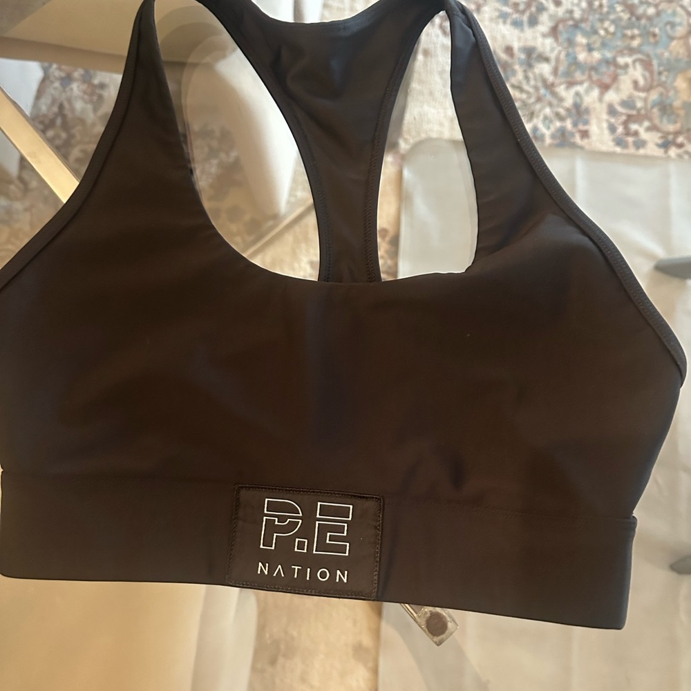 P.E Nation Black Racerback Sports Bra Moisture-Wicking